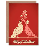 Wee Blue Coo HAPPY VALENTINES PAINTING STYLISED PIGEONS BOWLER HAT STARS GREETING CARD