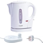 White Travel Kettle Portable Electric 1L Camping Caravan Kitchen Jug Holiday New