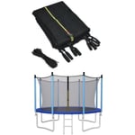 COSTWAY Trampolin skyddsnät 427cm 14FT-8 raka stolpar-Dubbel dragkedja och skyddsspännen-PE-Utomhus Svart