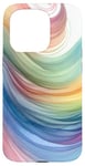 Coque pour iPhone 15 Pro Aquarelle minimaliste abstrait pastel coloré arc-en-ciel vague