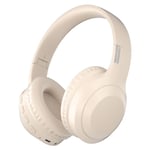 Casque Bluetooth, Casque pour musique, Bluetooth/carte TF, Appels haute définition, Blanc cassé