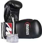 manus Kit de démarrage de Boxe avec Gants de Boxe et protège-Dents - 12 oz, Noir et Blanc