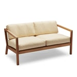 Fritz Hansen - Virkelyst Sofa, Teak, Fossflakes Padding, Outdoor Textile / Golden Yellow Stripe - Golden Yellow Stripe - Soffor utomhus