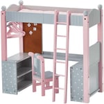 Teamson Kids - Lit superposé mezzanine avec bureau et étagères de rangement pour poupée poupon jouet Olivias Little World TD-0204AG - Rose