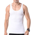 FONCBIEN Mens Compression Vest, Slimming Body Shaper Compression Shirt Tummy Control Mens Vests Waist Trainer Tank Tops Undershirt (UK, Alpha, XL, Regular, Regular, White)