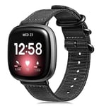 Strap-it Bracelet nylon boucle - compatible pour Fitbit Versa 3 (noir)