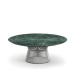Knoll - Platner Coffee Table, base in Polished Nickel, Ø 107 cm, top in green Apli marble