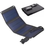 Solcellsladdare USB 10W - Ladda mobiltelefon & powerbank Svart