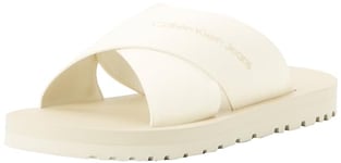 Calvin Klein Jeans Herren Sandalen Cross Slip-on Sommer, Weiß (Creamy White/Eggshell), 40