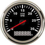 (3K-BS) 85 mm:n autoveneen kierroslukutunnistin Marine Tacho Meter LCD käyttötuntimittarilla 3000 4000 6000 8000 RPM veneen kierroslukumittari 12V/24V punainen taustavalo