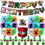 38st födelsedagsfest med minecraft- set, set, dekorationsfödelsedag, grattis på födelsedagen, set