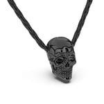 SERASAR Collier Cuir Tête de Mort pour Homme, Collier Tête de Mort Noir pour Homme, Collier Pendentif Tête de Mort Acier Inoxydable pour Homme, Collier pour Homme 60cm, Cadeau pour Petit Ami, Mari