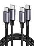 Lot de 2 Câble USB C vers USB C PD Charge Rapide 60W Type C Nylon Tressé Compatible avec iPhone 15 Plus Pro Max Galaxy S24 Plus Ultra S23 A54 MacBook Pro iPad Pro Steam Deck PS5 Manette (2M)