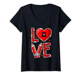 Womens Love School Secretary Job Team Valentine Costume Leopard V-Neck T-Shirt