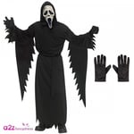 NEW TEEN Official Ghost Face® Scream VI Aged Halloween Costume + Black Gloves