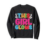 This Girl Glows For Kids Tie Dye Bright Colors 80's And 90's Sweatshirt