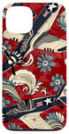 Coque pour iPhone 13 Rouge moderne Paisley Vintage WWII Flying P40 Tiger Warbird