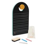 JANOD- Double-Sided Portable Blackboard Tableau Noir Nomade Recto Verso-Facile à Transporter-Inclus 3 Craies + 1 Brosse + 1 Sac-Jouet en Bois FSC-Dès 3 Ans, J09634, 20 x 33 cm