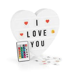 EASYmaxx Boîte lumineuse DEL Light Box - Pour des messages textuels personnalisés | Mega-set avec 150 emojis colorés et 173 lettres, chiffres et symboles interchangeables [Coeur]
