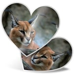 2 x Heart Stickers 7.5 cm - Caracal African Lynx Cat  #3171