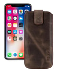 IPHONE 11 Pro 5.8 " Leather Cover Case Cover IN Antique Braun + Silicone Case