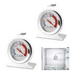 Fridge Thermometer, Freezer Temperature Thermometer with Large Dial, Stainless Steel Freezer Gauge, Range -30°C to 30°C (-20°F to 80°F), Thermometer Set for Fridge, Freezer, and Cooler (2)