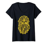 Star Wars Chewbacca Big Face Line Art T-Shirt avec Col en V