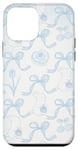 Coque pour iPhone 12 mini Esthétique Bleu Clair Nœud Coquette Fleur & Lapin Cute Girl