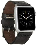 Burkley Bracelet de rechange en cuir pour Apple Watch de 38/40 mm et 42/44 mm - Vintage - Bracelet de rechange compatible avec toutes les montres Apple - Fait main (42/44 mm, noir - BA7)