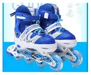 Inline Skates for Kids,Adjustable and Safe Durable Children Roller Skates,Fashionable Outdoor Sport Skates for Young Boys Girls (Color : Blue, Size : 7UK)