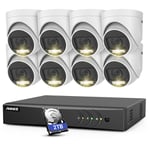 Annke - 8CH système de caméra de sécurité,5 en 1 H.265 + enregistreur dvr caméra 2MP vidéosurveillance étanche extérieur de kit - Disque dur de 2 To