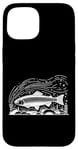 Coque pour iPhone 15 Line Art Poisson Aquariste & Ichtyologiste Truite arc-en-ciel