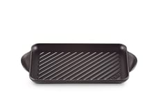 Le Creuset Enamelled Cast Iron Rectangular Grill, For Low Fat Cooking On All Hob Types Including Induction, 32.5cm, Matte Black, 20202320000460