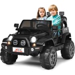 Costway - Voiture Électrique 12V pour Enfants 3+ Ans, 2 Places, Télécommande 2.4G, Lumières led et Musique, 123x80x80 cm Noir