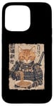 Coque pour iPhone 15 Pro Max Samurai Cat Loves Ramen Anime Drôle Anime Art Japonais Samouraï