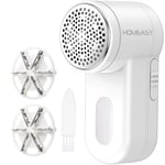 Fabric Shaver, HOMEASY Portable Lint Remover Debobbler Clothes Shaver, Bobble Remover for Clothes Adjustable 2 Speed Lint Shaver with 3 Blades Included (White)