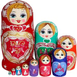 Rysk Matryoshka-docka, 10 delar set ryska dockor, trä