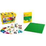 LEGO 10698 Classic Large Creative Brick Storage Box Set & 11023 Classic Green Baseplate, Square 32x32 Stud Building Grass Base, Build and Display Board Set