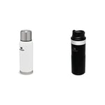 Stanley Adventure Stainless Steel Thermos Flask 1L / 1.1QT Polar White – BPA-Free Coffee Flask - Keeps Cold or Hot for 24 Hours & Trigger Action Travel Mug 0.35L / 12OZ Matte Black Leakproof
