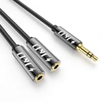 J&D 3.5 mm to 2X 3.5 mm Cable, Gold Plated Copper Shell Heavy Duty 3.5mm 1/8 inch TRS Male to 2 X 3.5 mm 1/8 inch TRS Female Audio Stereo Y Splitter Cable, 0.65 Feet