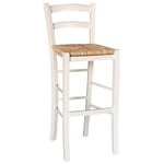 Tabouret Haut en Bois Blanc 73 CM Style Rustique pour Maison Et De BAR