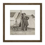 Mathew B Brady Ulysses S Grant 8X8 Inch Square Wooden Framed Wall Art Print Picture with Mount