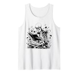 Skeleton Reading Book Floral Wisdom Funny Book Lover Tank Top