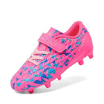 DREAM PAIRS Kids Chaussures Crampons de Football Enfants Tige Souple avec Une Sensation de Sensibilité Protection Optimale pour Garçons et Filles Rose/Bleu SDSO2307K Taille 38.5