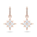 Swarovski Women's Symbolic Stud Pierced Hoop Earrings, Set of Brilliant White Swarovski Crystal Star Earrings with Rose-gold tone plating