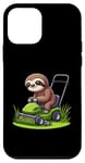 Coque pour iPhone 12 mini Dessin animé paresseux mignon sur tondeuse à gazon