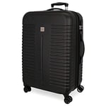 Roll Road India Black Medium Suitcase 48 x 70 x 27 cm Rigid ABS Combination Lock 75 Litre 3.7 kg 4 Double Wheels