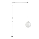 EGLO Suspension luminaire Rondo 3, lampe de plafond suspendue avec câble et prise, lustre pour salon et salle à manger, métal noir et verre blanc, douille E27