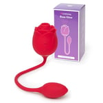 Lovehoney Rose Glow 2 in 1 Rose Clitoral Sucking Toy & Love Egg Vibrator – Rose Sex Toy Clit Suction Stimulator with 6 Speeds – Vibrating Adult Sex Toys Gifts for Women - Rechargeable & Waterproof