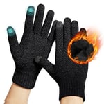 DOVAVA Gants Homme Gants d’Hiver Tactile Gants de Doublure Enpeluche Ticotés, Gants Thermostables Gants pour Sport (Noir)